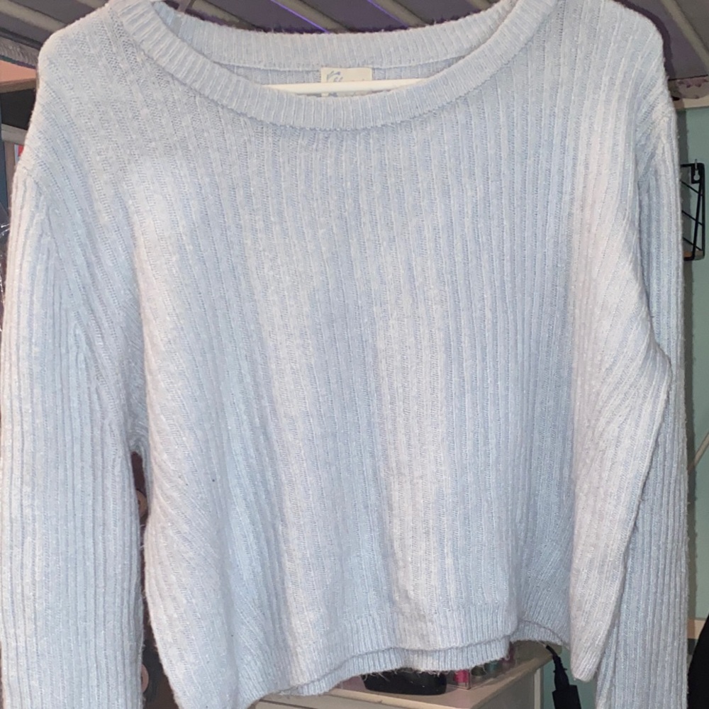 Francesca's Collections Light Blue Crew Neck Sweater